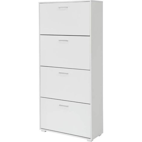 Scarpiera 4 Scomparti 67x28x147 cm 24 Paia in MDF Bianco (1/2)