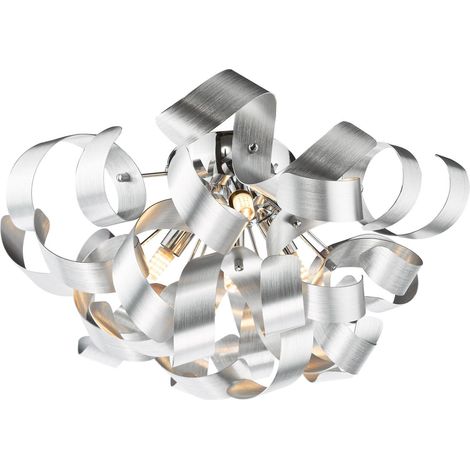 Dar Swash Plafonnier Swash 4 lumières chromé poli avec rubans en aluminium (1/4)