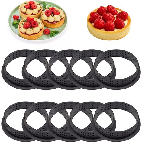Lot de dix cercles à gâteau en acier inoxydable non adhérents pour mousse et entremets accessoire de pâtisserie et décoration (1/5)