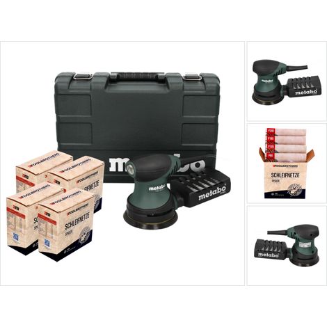 Metabo FSX 200 Intec Exzenterschleifer 240 W 125 mm + 4x Toolbrothers SPIDER Schleifnetz Set + Koffer