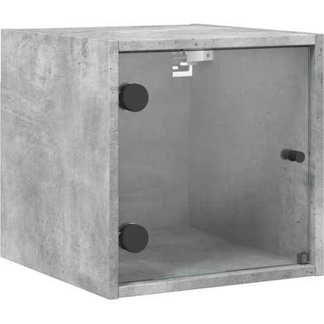 Comodino con anta a vetro 35 x 37 x 35 cm multistrato grigio e vetro DEC033275