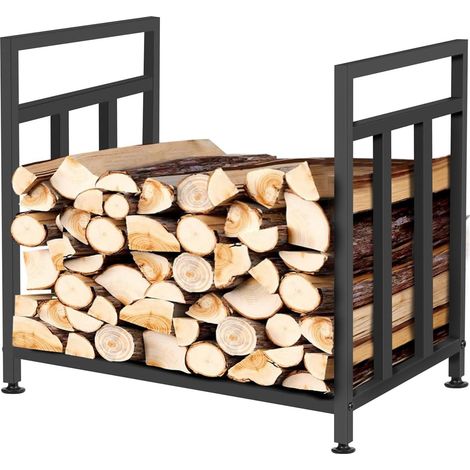 Support à Bois de Feu en Métal Robuste pour Extérieur et Intérieur, Étagère de Rangement de Bois de Cheminée Résistante,KINZON 39.9 x 40.6 x 30 cm, Noir - Organisateur de Bois de Combustible Anti - Ro (1/5)