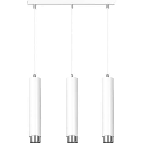 Lampadario 3 Luci Kibo In Acciaio Bianco E Tubolari In Bianco E Cromo (1/5)