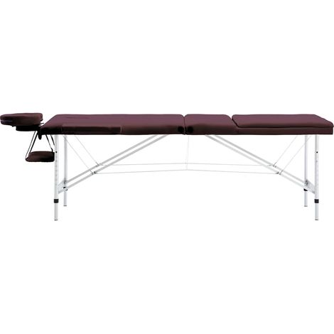 vidaXL Camilla de masaje plegable 3 zonas aluminio morado vino (1/2)