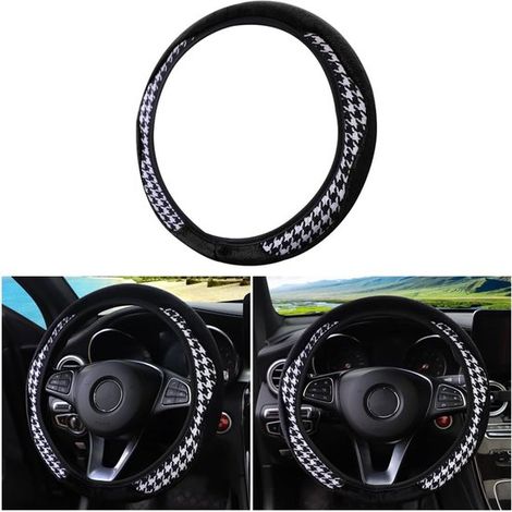 Funda para volante de coche，38 cm (15 pulgadas)，protector de volante para hombres，universal. Apta para vehículos，camiones y autocaravanas (negra) (1/5)