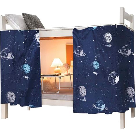 Rideau de Lit Couverture Anti-Poussière pour Dortoir Rideau Ombrage Occultant pour Lit Superposé Cabane dans Les étoiles Tente étoilée Thème Planètes 3pcs pour Lit 120CM