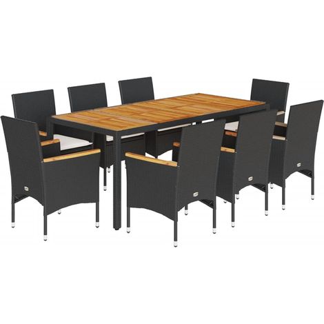 Maison Exclusive - Set de comedor jardín 9 pzas con cojines ratán (1/5)