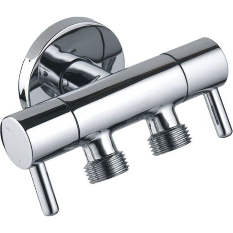 Doppel-Eckventil Messing chrom Ventil Eckventil Absperrventil 1/2" x3/8" x 3/8" (1/3)