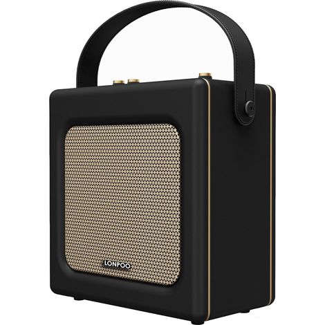 Enceinte Bluetooth rétro Aspect Cuir avec Batterie, 20 W, Lecteur USB, entrée auxiliaire, Prise Microphone 6,5 mm, Charge de Type C, Micro Chaîne HiFi stéréo (1/5)