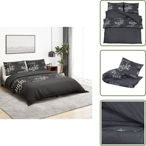 Ensemble de housse de couette Noir 220x240 cm Coton - Housses De Couette - Linge De Lit - Literie - Drap Housse - Coton (1/5)