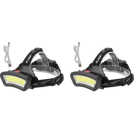 2X COB Head Light Lampe Frontale à LED S Lanterne Rechargeable USB pour la Randonnée en Camping en Plein Air (1/5)