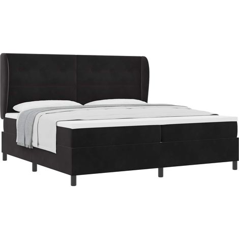 Maison Exclusive - Letto a molle con testiera Nero 200 x 200 cm Velluto (1/5)