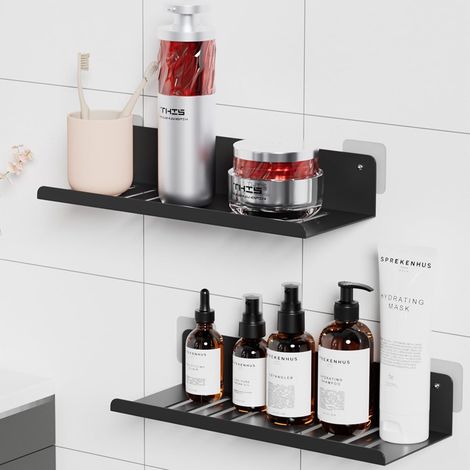 Bathroom Shower Shelf, No Drilling Required, 2-Piece Wall-Mounted Shower Shelf, No Drilling Required for Storage and Organization, 30 cm (1/5)