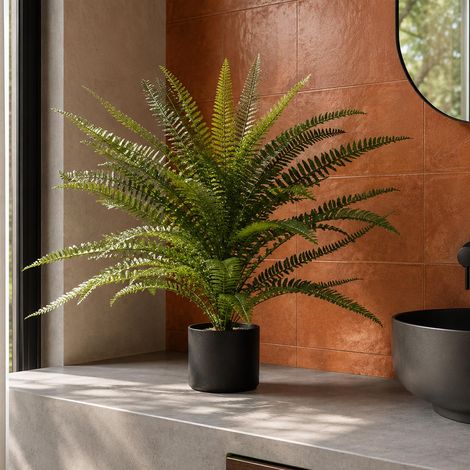 75cm Artificial Fire Retardant Plastic Boston Fern Plant Premium (1/3)