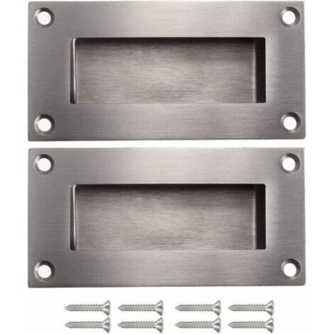 Door handles hidden handle replaceable handle for sliding doors without handle, Anti-collision rectangular simple but fashionable in brushed satin stainless steel 2 pieces (1/5)