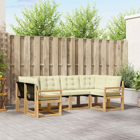 vidaXL Outdoor-Sofagarnitur mit Kissen 6 pcs Weiß und Creme (1/5)