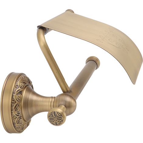 Porte-rouleau de papier essuie-tout mural antique en cuivre et acier inoxydable, avec support de rangement pour salle de bain (1/5)