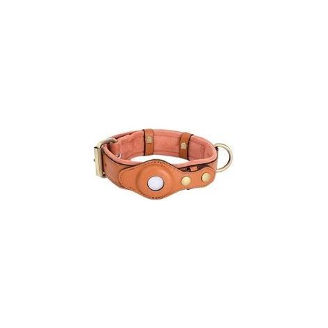 Braunes Lederhalsband für Hunde mit integriertem AirTag-Fach – geeignet für kleine und mittelgroße Rassen, ohne Tracker, stilvolles und sicheres Design (1/5)