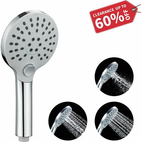 Green Mobility-Pommeau de Douche Chromé Douchette à Main Blanc avec Un Bouton 3 Jets aux Choix Douchette Anticalcaire Universelle Amovible,Le paquet contient 2 (1/5)