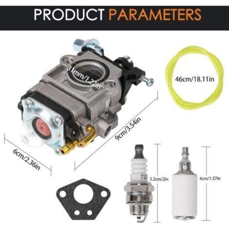 Bleosan – Carburateur pour débroussailleuse 52cc 49cc 43cc – Matériaux aluminium et ABS – Performance stable et durable – Kit complet avec bougie et filtre