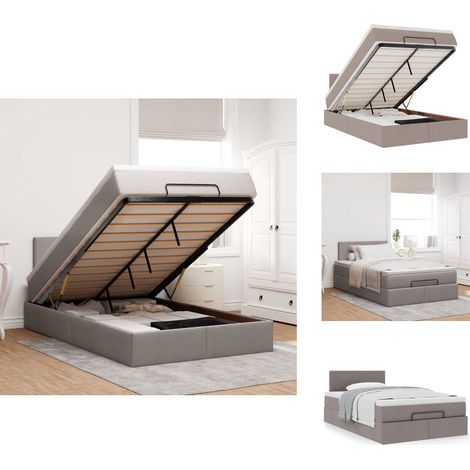 Cadre de lit ottoman avec matelas taupe 120x200 cm tissu - Cadre De Lit Ottoman - Cadres De Lit Ottoman - Cadre De Lit - Cadre De Lit Avec Rangement (1/5)