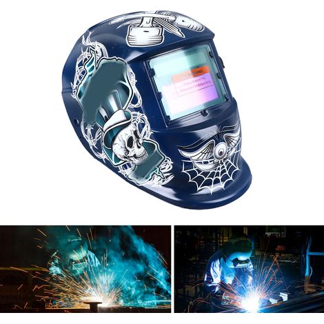 Selbstverdunkelnde Photovoltaik-Schweißmaske/-helm, WIG-Schweißhelm im Piratenstil, blau. (1/5)