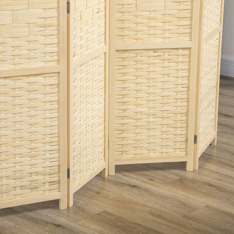 Paravent pliable 4 volets en bambou et bois marron, 170 cm de haut, économique en espace, idéal pour décoration intérieure. (1/5)