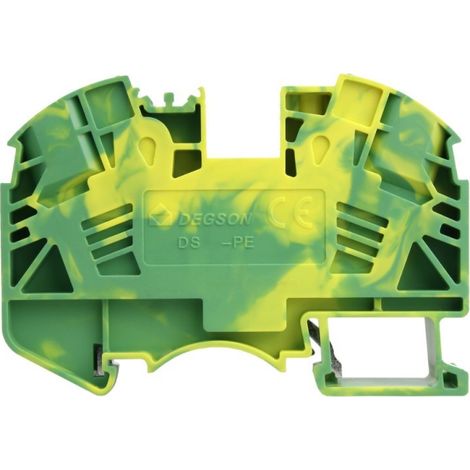 Gelbgrüner PE-Schienenverbinder, Klemmverbinder, 16 mm², 1-teilig, für DIN-Schienen (1/4)
