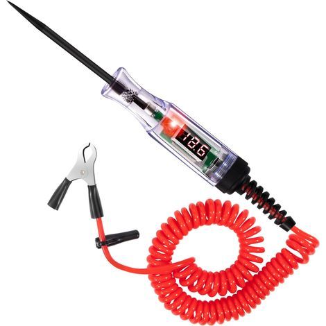 3-48V Automotive Circuit Tester Car Voltage Tester Pen with Voltmeter LCD Display, Spring Wire Alligator Clip for Fuse Wires (1/5)