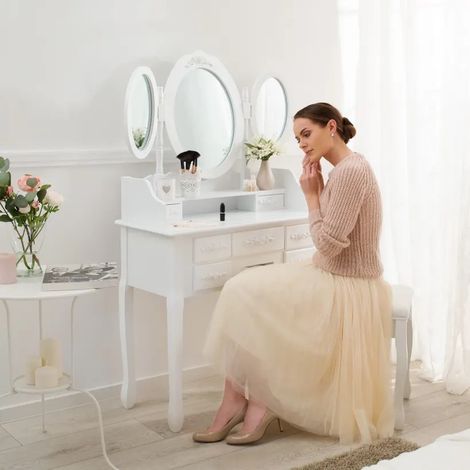 Coiffeuse Raffinée Pour Chambre 3 Miroirs et multiples rangements (1/5)