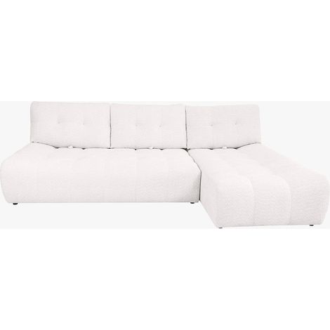 DALIA Canapé d'angle avec dossier amovible en tissu blanc écru - Angle droit (1/5)