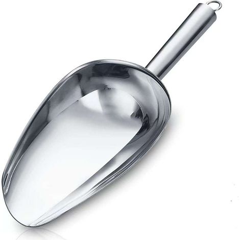 1 Pelle en acier inoxydable, polyvalente pour glace et aliments secs, finition miroir, crochet de rangement, cuisine (1/5)