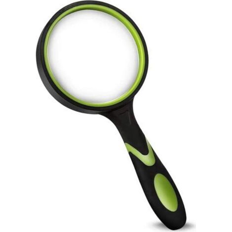 Magnifying glass, 10x handheld reading magnifier for seniors and children with non-slip rubber handle for reading and hobbies. (1/5)