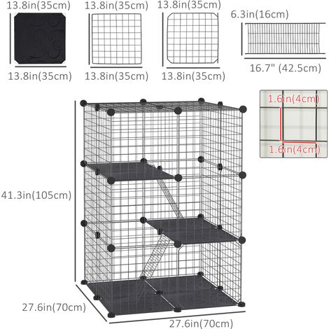 Cage pour petits animaux (39 pièces) - Clapier portable en fil de fer avec rampes pour chatons, chinchillas et autres animaux de compagnie (1/5)