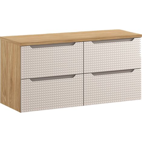 Mueble bajo lavabo 120cm encimera Mallory Beige y madera (1/4)