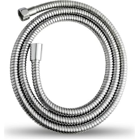 2 m Duschschlauch, Duschschlauch mit Verdrehschutz, Edelstahl-Duschschlauch, Universal G1/2", für Badarmaturen, Ersatz-Duschschlauch, Silber (1/5)