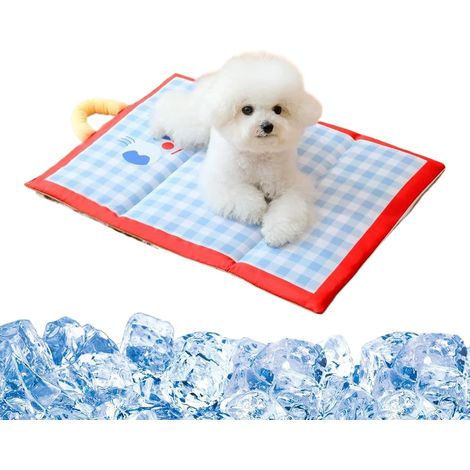Tapis rafraîchissant pour chiens et chats de petite et moyenne taille - Lit d'été réversible avec housse imperméable, coussin pliable et portable (1/5)