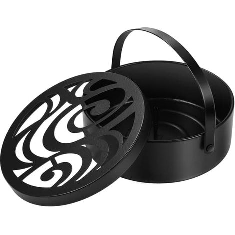 Porte-spirale anti-moustiques, spirales fumigènes, support, porte-spirale anti-moustiques, boîte ronde en fer, entonnoir à encens, support, porte-spirale portable (1/5)