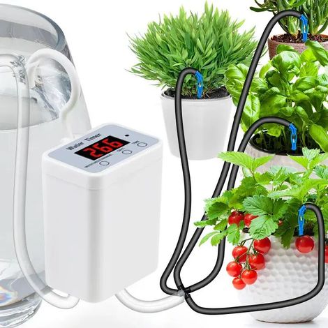 (H2) Contrôleur de pompe d'arrosage automatique intelligent pour fleurs et plantes, système d'irrigation goutte à goutte avec minuterie et outils de jardin