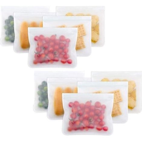 Bolsas de PEVA para almacenar alimentos,2213,7 cm,10 unidades,Bolsas para aperitivos refrigerados,Bolsas transparentes mate resellables (1/5)