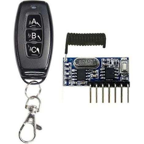 Télécommande sans fil RF 433 MHz, module émetteur-récepteur 4 voies, télécommande 3 boutons avec alimentation 5 V (1/5)