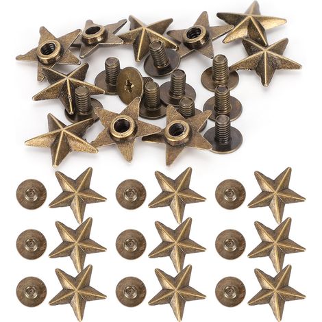 Rivets en forme d'étoile, accessoires de décoration pour vêtements et chaussures, avec vis, 14 mm, bronze