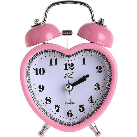 Réveil silencieux en forme de cœur avec veilleuse intégrée, idéal pour les chambres d'enfants et de filles. Fonction snooze/réveil. Cadeau idéal. (1/4)