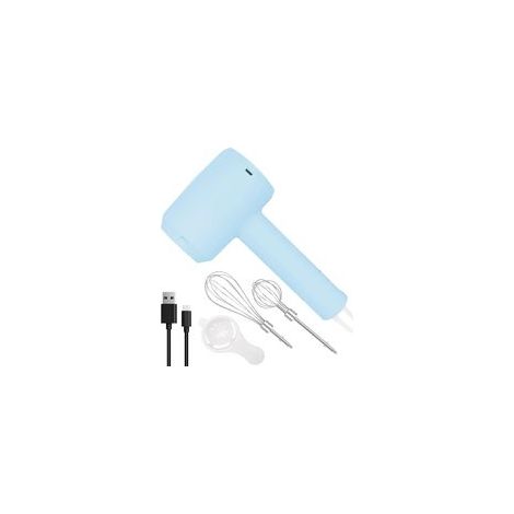 Batteur à Main Électrique, Sans Fil Portable Avec 3 Vitesses Rechargeables et 2 Fouets Amovibles pour la Cuisson, Batteur à œufs et Crème Milkshake (Bleu) (1/5)