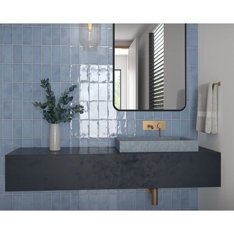 Faïence effet zellige ALTEA 15x7.5cm Bleu clair - Brillant - boîte de 0.50 m2