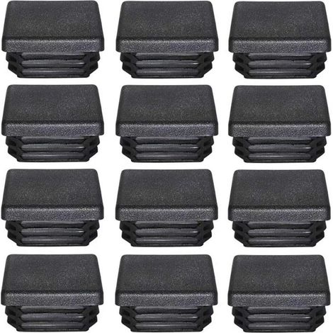 (12pcs)Bouchon Plastique 50x50mm Embout Tube Carre Noir Plastique Embout Bouchons D'obturation pour Pieds de Meuble Trampoline 12 Pcs (1/4)