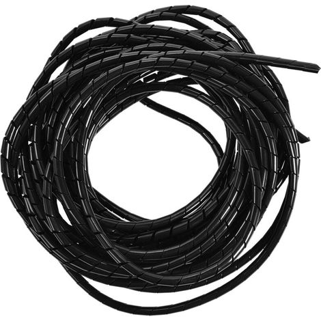 Gaine Spirale 10m pour Câbles Électriques - Organisation Fils TV, Ordinateur, Bureau - Diamètre 6mm Noir (1/5)