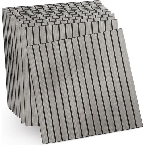 Panneaux muraux 3D auto-adhésifs - Panneaux muraux autocollants effet bois - 30 x 30 cm - 12 pièces - Revêtement mural décoratif en PVC - Insonorisant - Pour salon et chambre (1/5)
