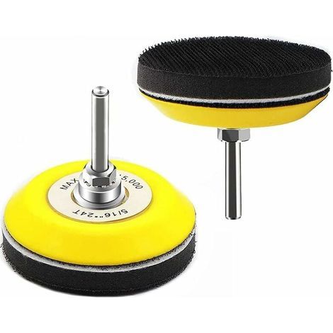 Lot de 2 patins de ponçage auto-agrippants de 7,6 cm pour disques de ponçage avec tige de 6, mm pour perceuse (1/5)