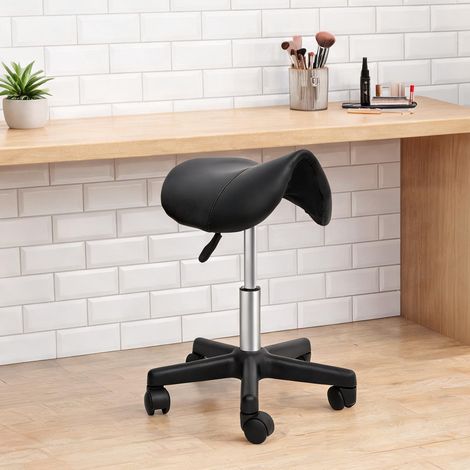 Tabouret nero en finta pelle spugna 35 x 38 x 55 cm (1/5)